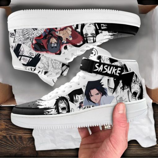 Itachi and Sasuke Sneakers Air Force 1 Mid Custom Anime Shoes