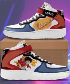 Luffy Sneakers Mid Air Force 1 Custom Anime One Piece Shoes
