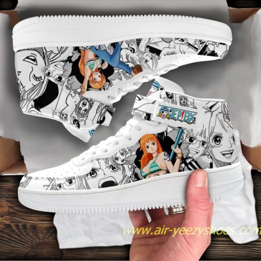 Nami Sneakers Mid Air Force 1 Custom One Piece Anime Casual Shoes