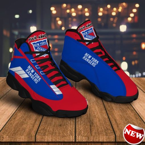 New York Rangers Custom Name Air Jordan 13 Sneakers