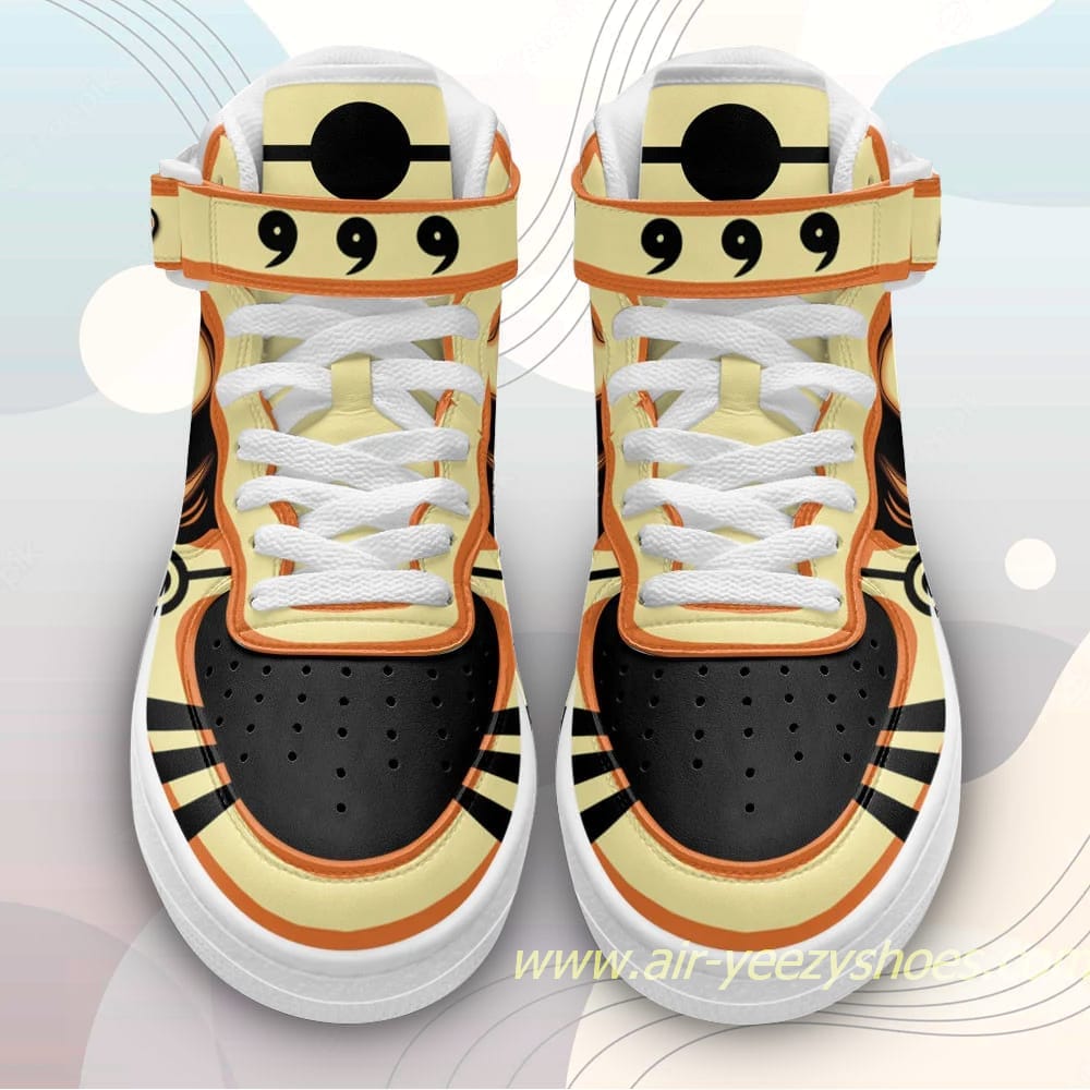 Naruto Uzumaki Bijuu Mode Skill Sneakers Mid Air Force 1 Custom Anime Casual Shoes