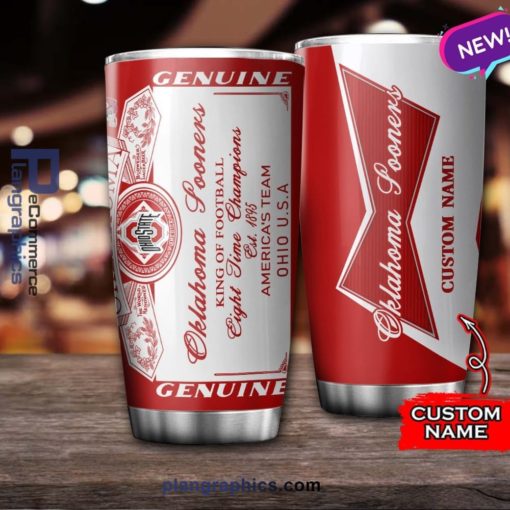 Oklahoma Sooners Budweiser Design Custom Name Stainless Steel Tumblers Cup