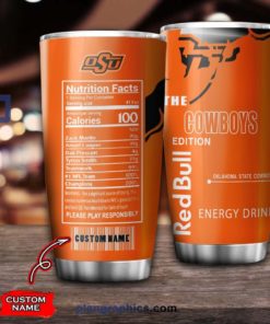 Oklahoma State Cowboys Red Bull Custom Name Stainless Steel Tumblers Cup