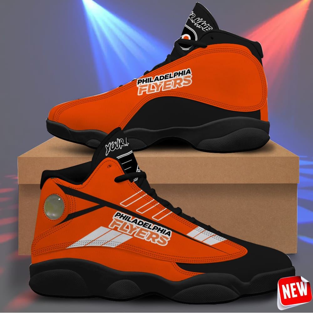 Philadelphia Flyers Custom Name Air Jordan 13 Sneakers