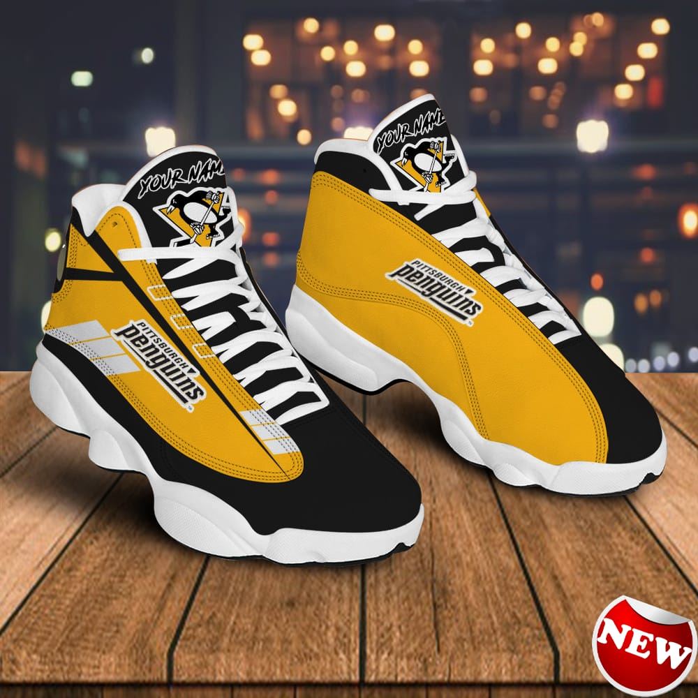 Pittsburgh Penguins Custom Name Air Jordan 13 Sneakers