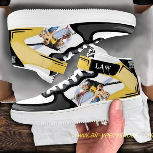Trafagar Law Sneakers Mid Air Force 1 Custom One Piece Anime Casual Shoes