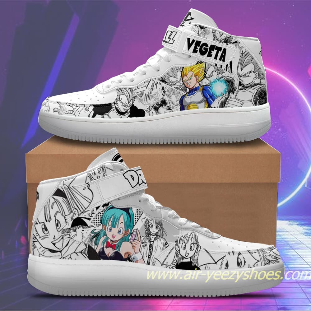 Vegeta and Bulma Sneakers Mid Air Force 1 Dragon Ball Anime Casual Shoes
