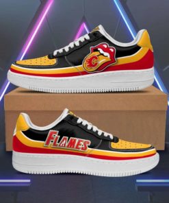 Calgary Flames x Rolling Stones Lips Custom Sneakers