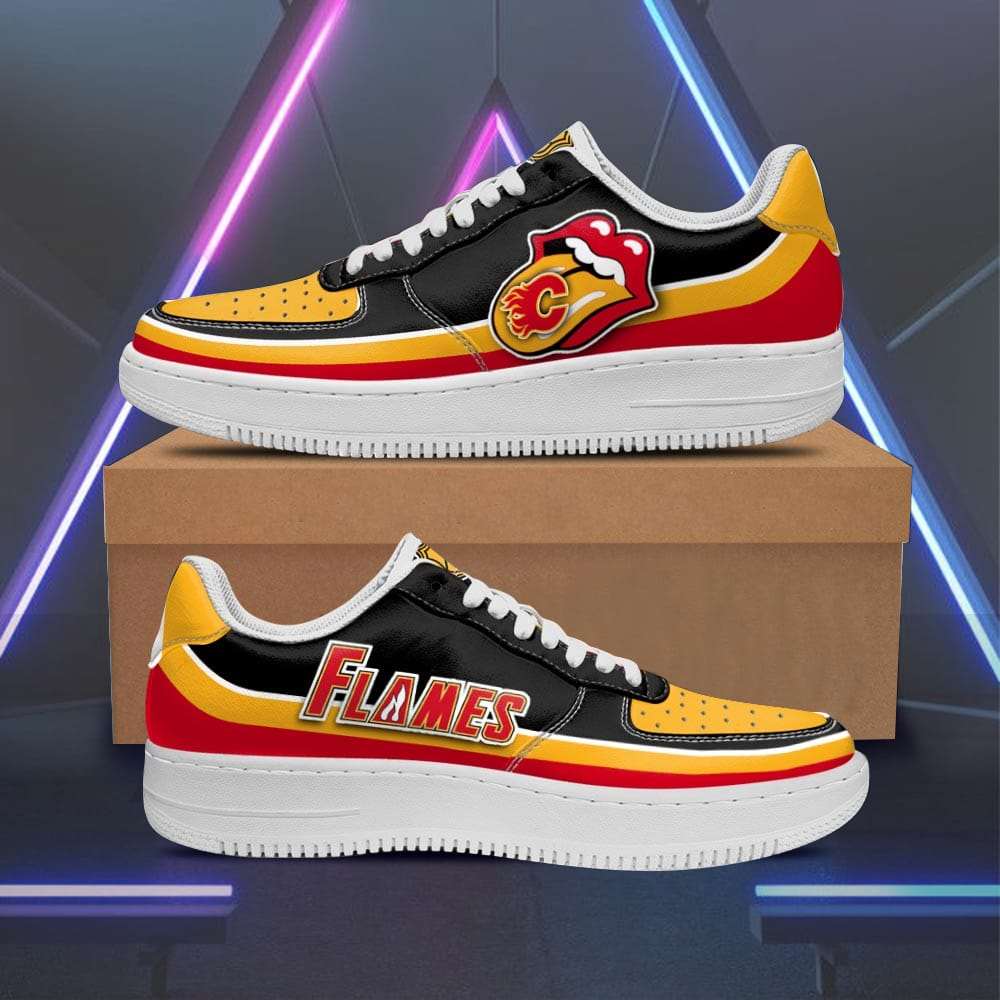 Calgary Flames x Rolling Stones Lips Custom Sneakers