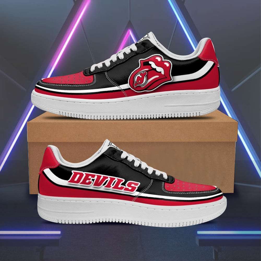 New Jersey Devils x Rolling Stones Lips Custom Sneakers