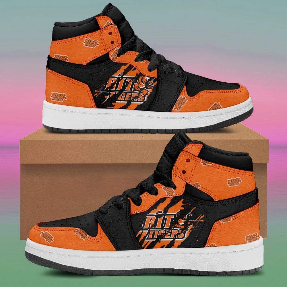 RIT Tigers Sneaker Boots - Custom Jordan 1 High Shoes Form