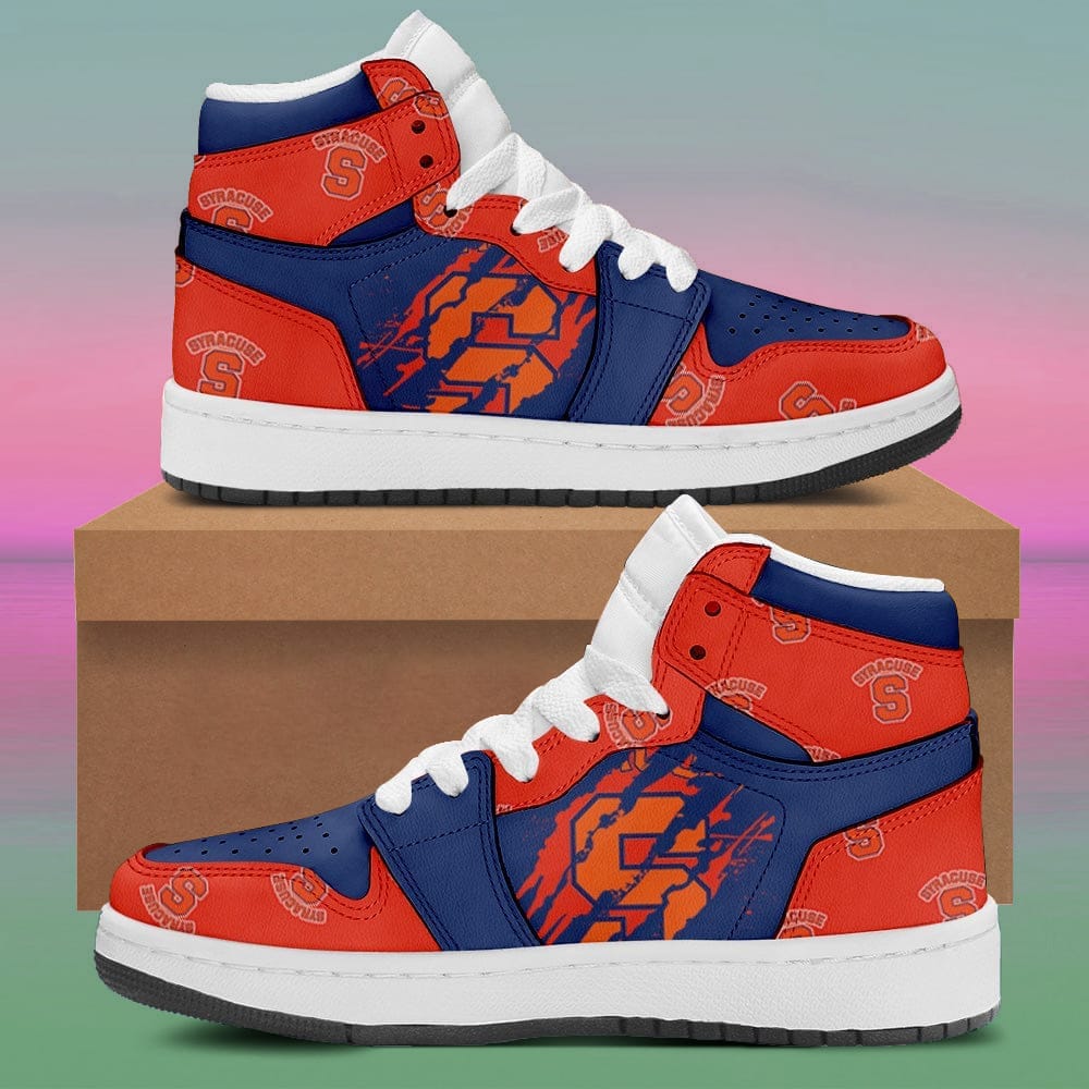 Syracuse Orange Sneaker Boots - Custom Jordan 1 High Shoes Form
