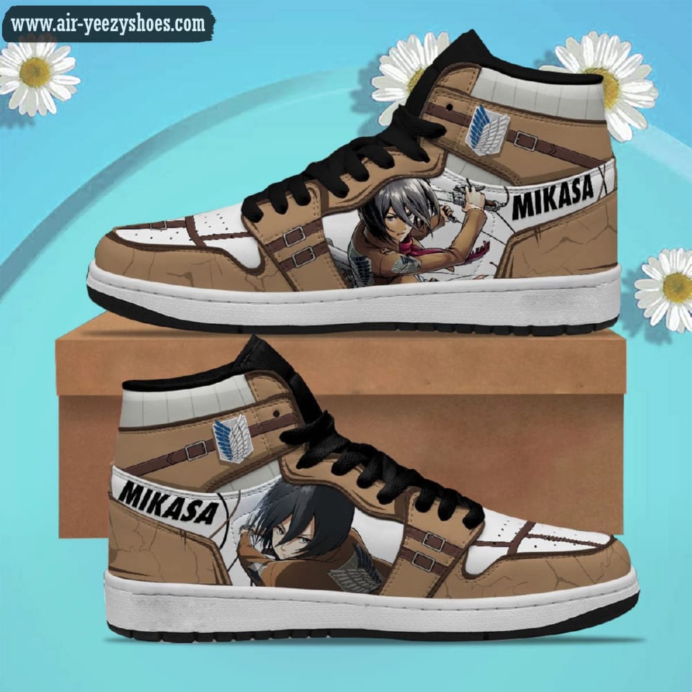 Attack On Titan Mikasa Ackerman Anime Synthetic Leather Stitching Shoes - Custom Sneakers
