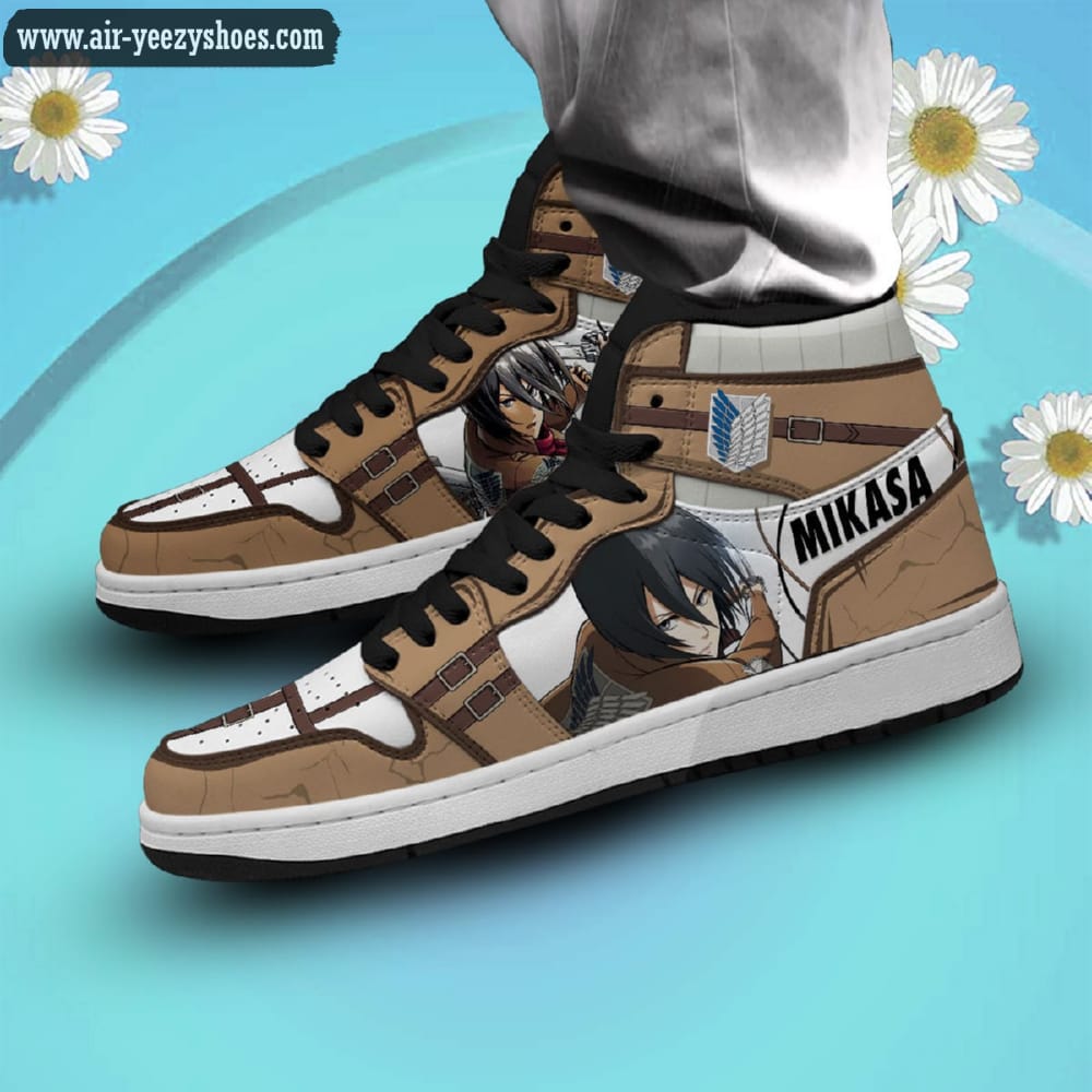 Attack On Titan Mikasa Ackerman Anime Synthetic Leather Stitching Shoes - Custom Sneakers