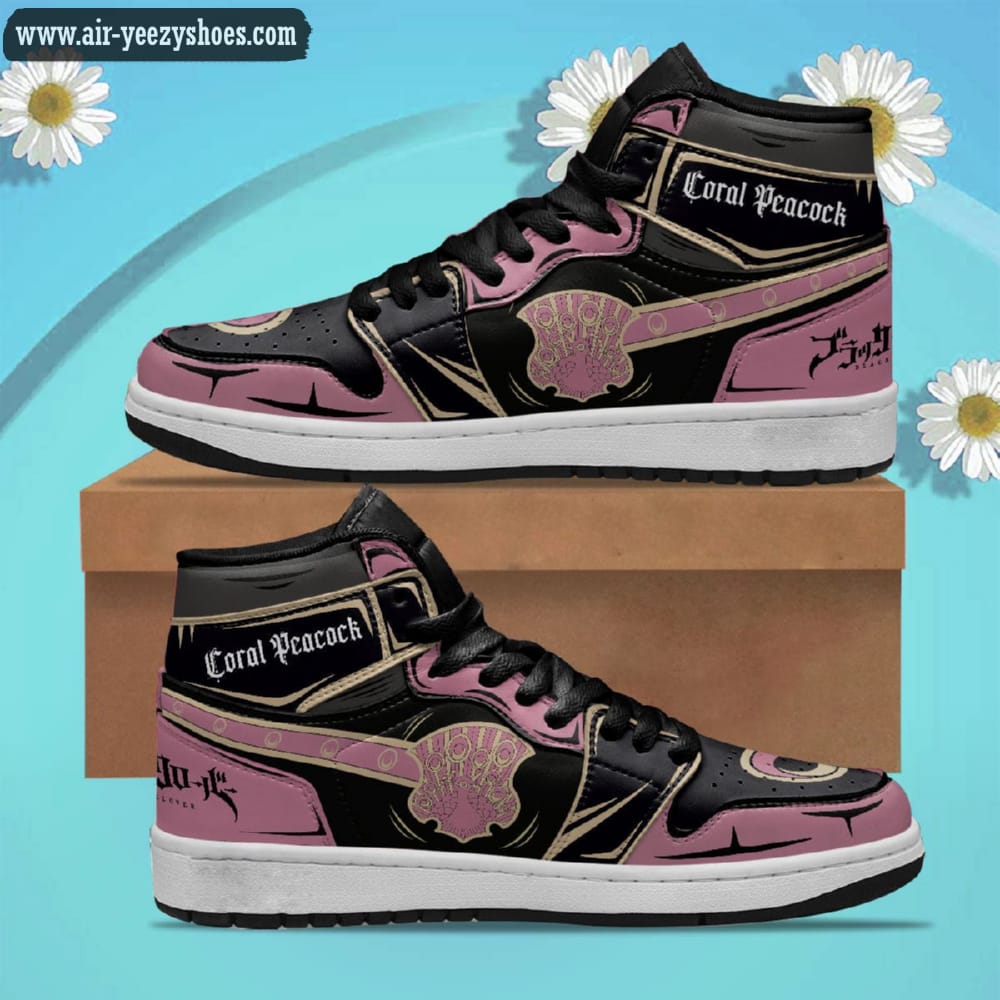 Coral Peacock Black Clover Anime Synthetic Leather Stitching Shoes - Custom Sneakers