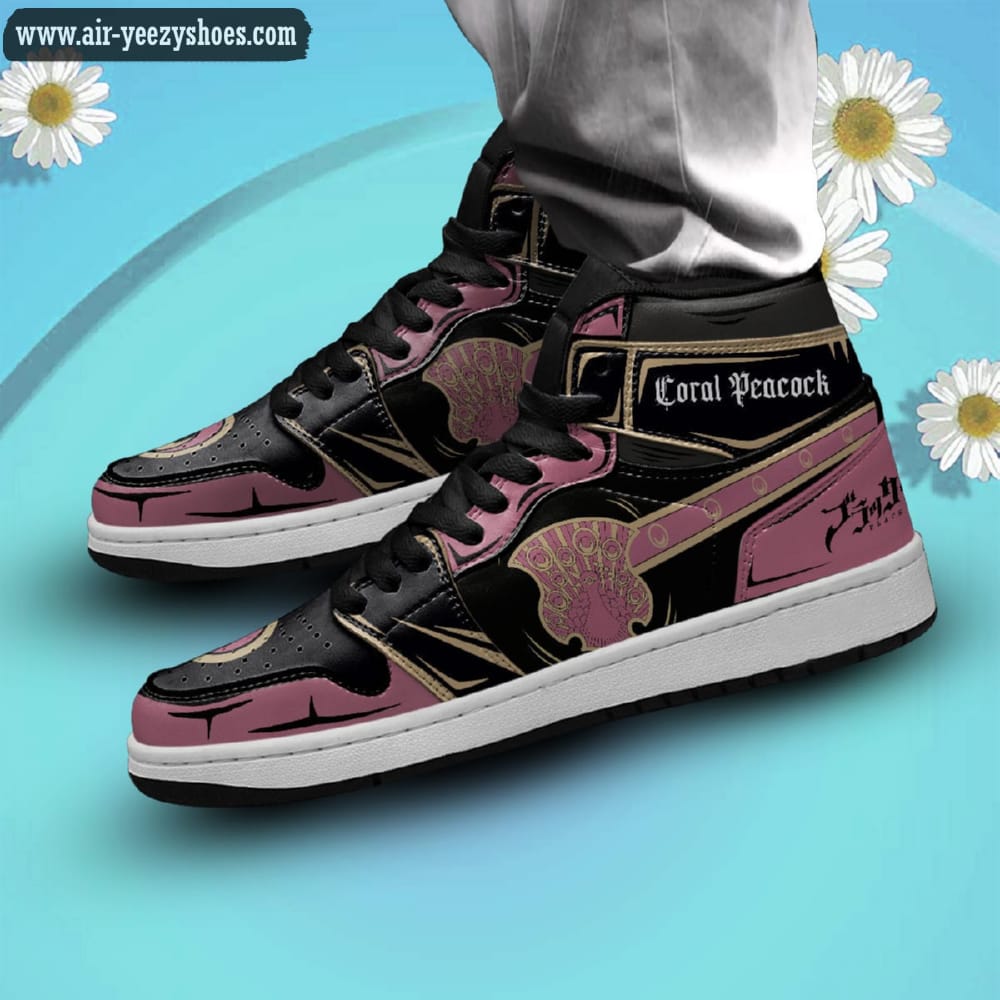 Coral Peacock Black Clover Anime Synthetic Leather Stitching Shoes - Custom Sneakers