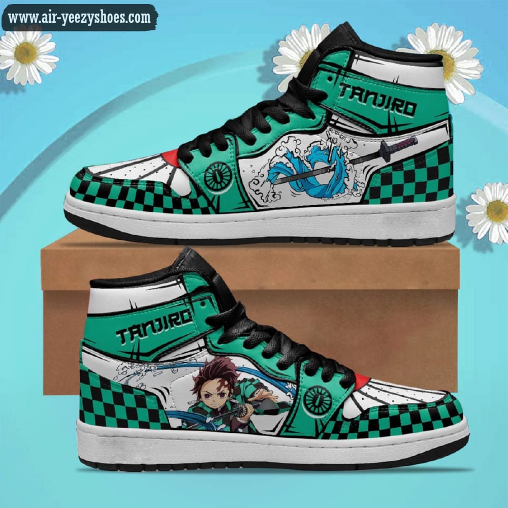 Demon Slayer Tanjiro Water Breathing Anime Synthetic Leather Stitching Shoes - Custom Sneakers