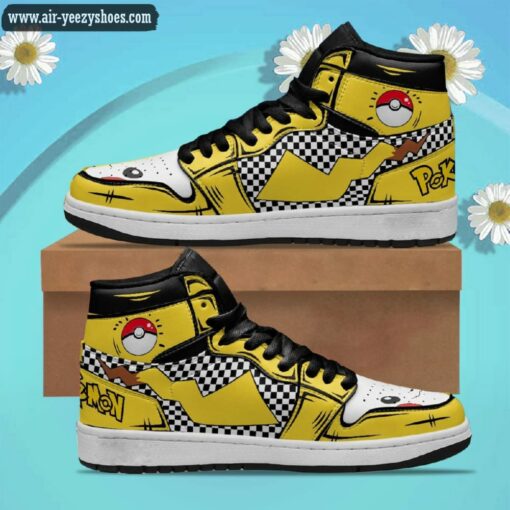 Pikachu Pokemon Anime Synthetic Leather Stitching Shoes – Custom Sneakers