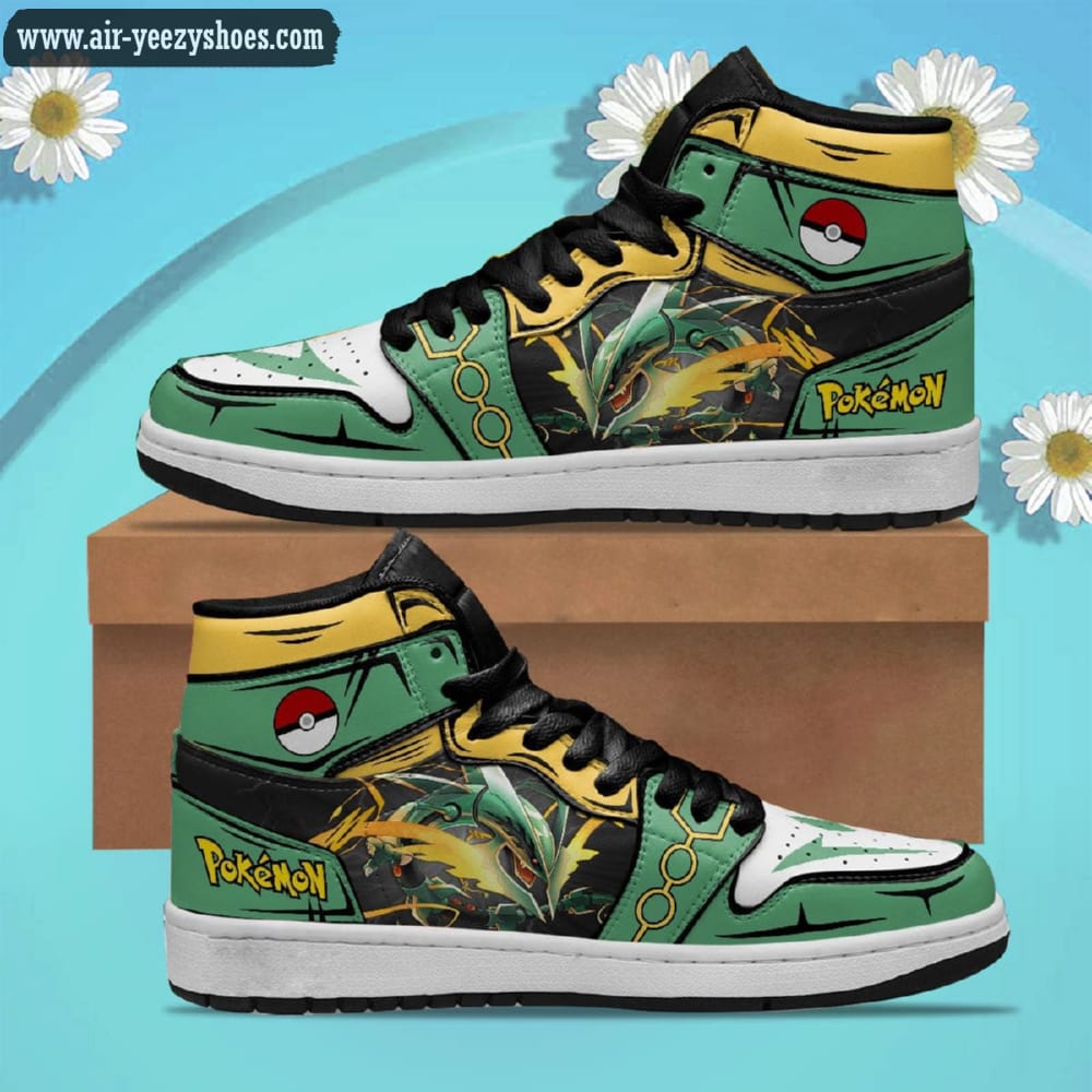 Pokemon Rayquaza Anime Synthetic Leather Stitching Shoes - Custom Sneakers
