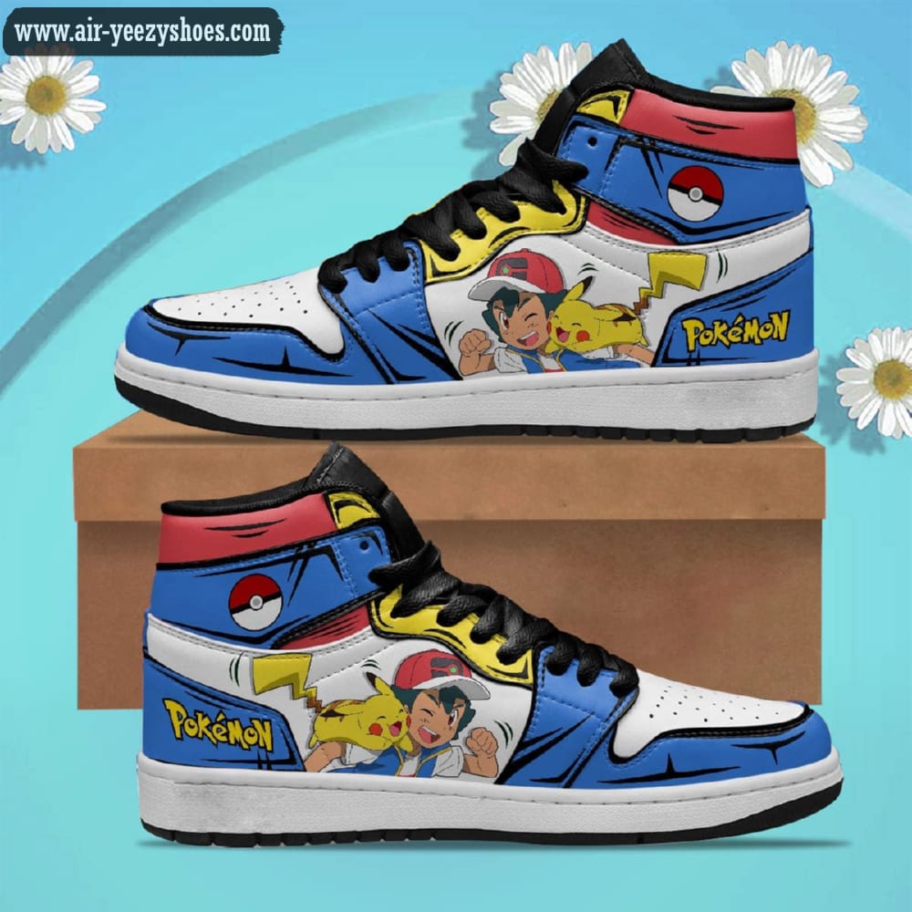 Pokemon Satoshi Pikachu Anime Synthetic Leather Stitching Shoes - Custom Sneakers