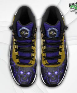 Baltimore Ravens Logo Lava Skull J11 Shoes, Casual Sneakers