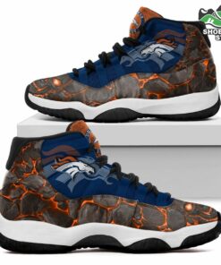 Denver Broncos Logo Lava Skull J11 Shoes, Casual Sneakers