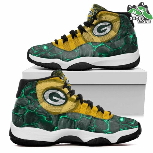 Green Bay Packers Logo Lava Skull J11 Shoes, Casual Sneakers