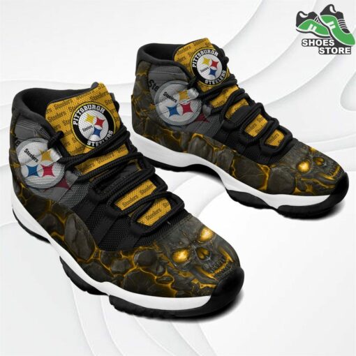 Pittsburgh Steelers Logo Lava Skull Air Jordan 11 Sneakers