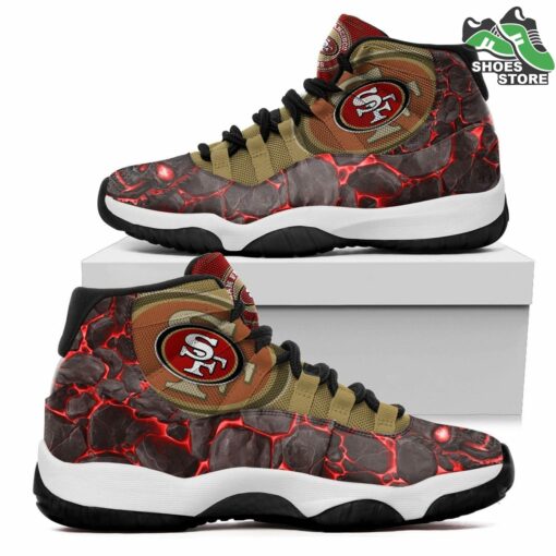San Francisco 49ers Logo Lava Skull J11 Shoes, Casual Sneakers