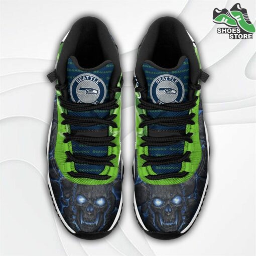 Seattle Seahawks Logo Lava Skull J11 Shoes, Casual Sneakers
