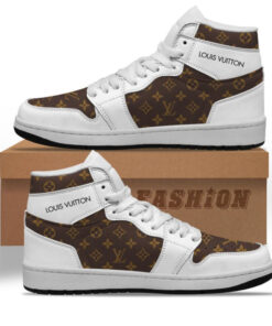 louis vuitton luxury white brown air jordan 1 high top sneakers qtzrea