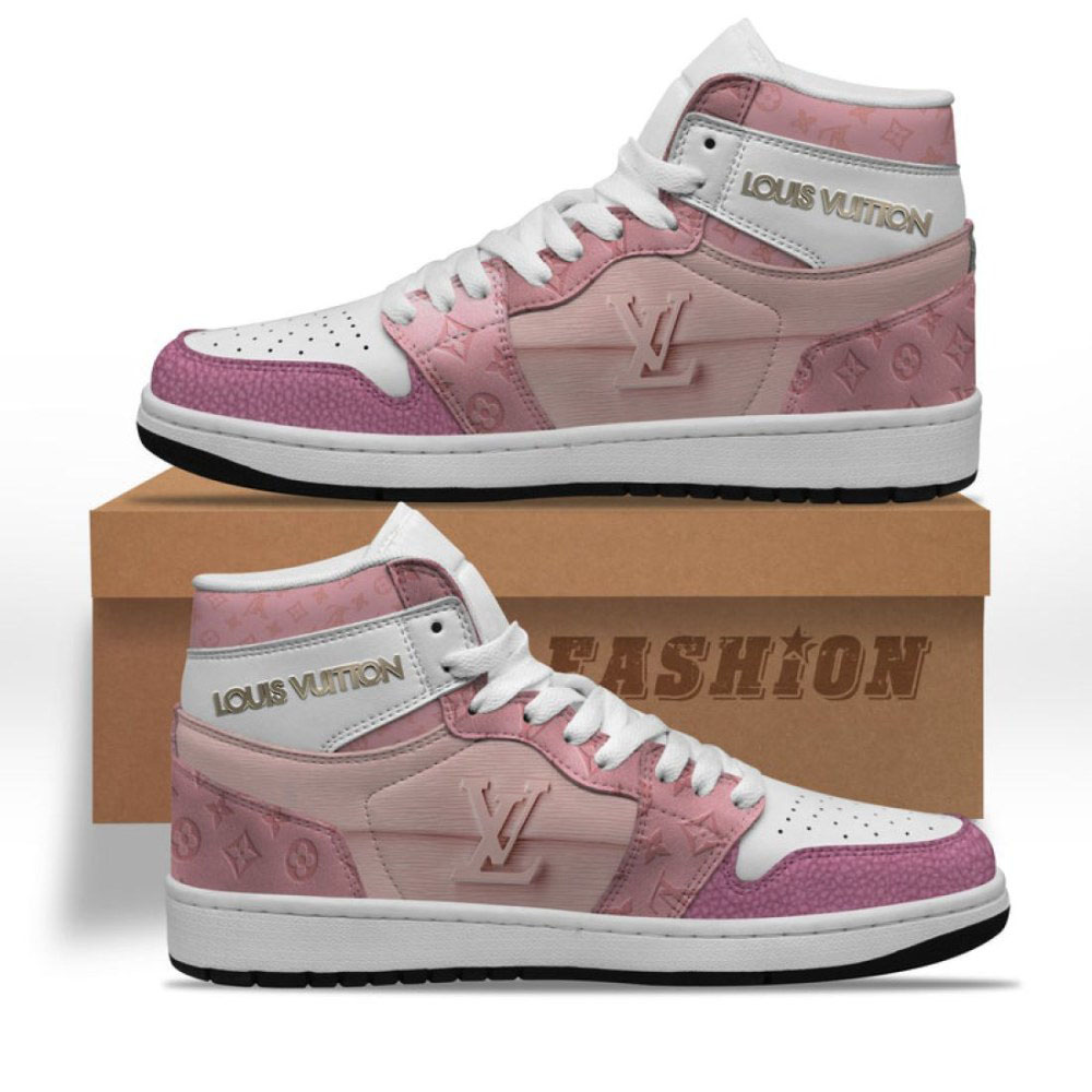 Louis Vuitton Pink Air Jordan 1 High Top Sneakers