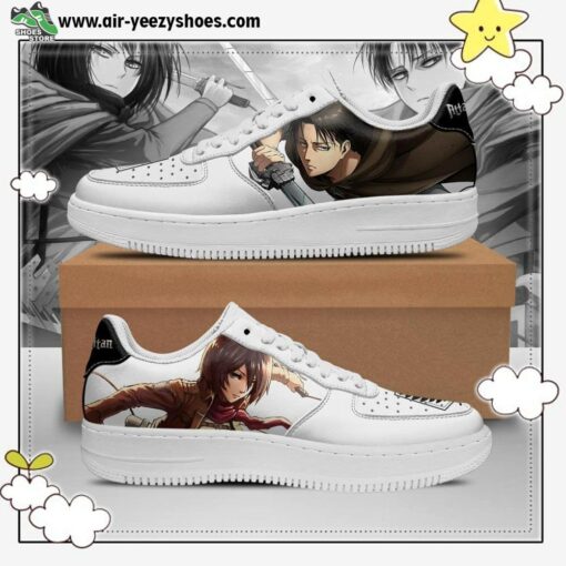 Levi And Mikasa Ackerman Air Shoes AOT Custom Anime Sneakers