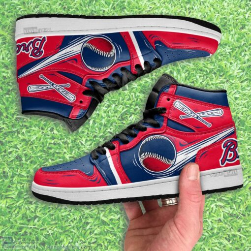 Atlanta Braves Jordan 1 High Sneaker Boots For Fans Sneakers