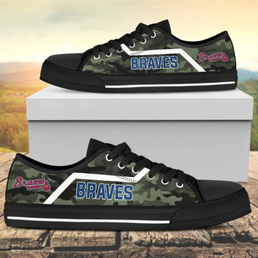 Camouflage Atlanta Braves Canvas Low Top Shoes