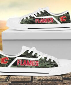 Camouflage Calgary Flames Canvas Low Top Shoes