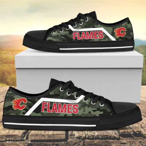 Camouflage Calgary Flames Canvas Low Top Shoes
