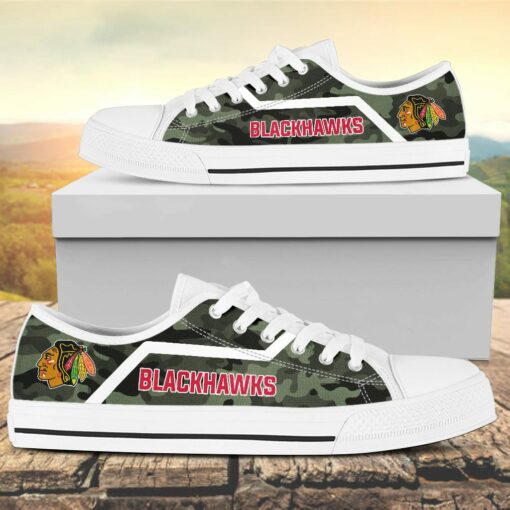 Camouflage Chicago Blackhawks Canvas Low Top Shoes