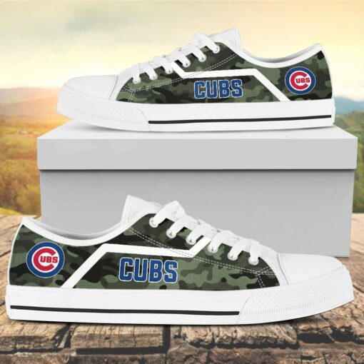 Camouflage Chicago Cubs Canvas Low Top Shoes