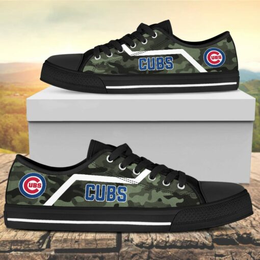 Camouflage Chicago Cubs Canvas Low Top Shoes