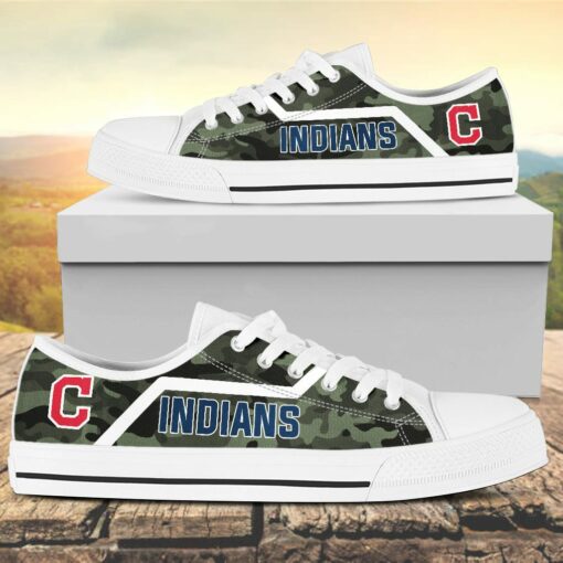 Camouflage Cleveland Indians Canvas Low Top Shoes