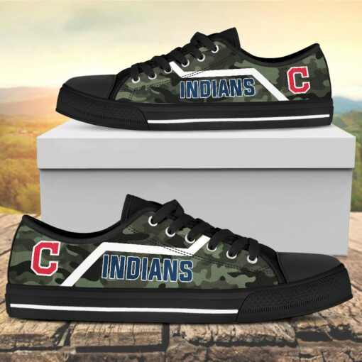 Camouflage Cleveland Indians Canvas Low Top Shoes