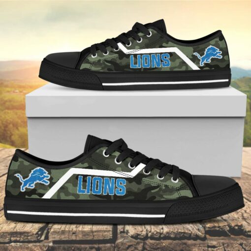Camouflage Detroit Lions Canvas Low Top Shoes