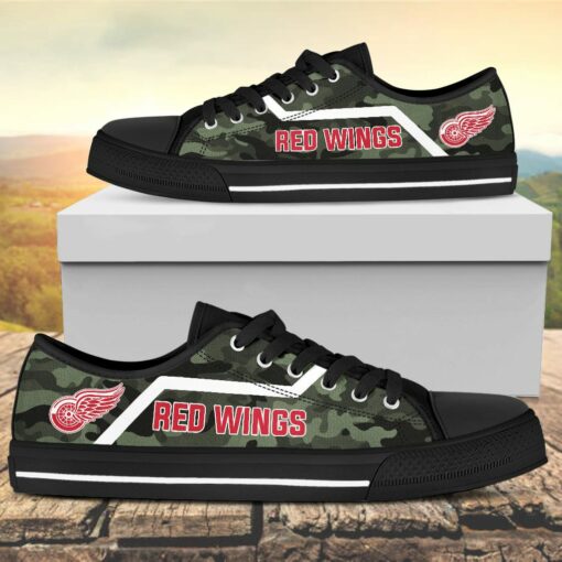 Camouflage Detroit Red Wings Canvas Low Top Shoes