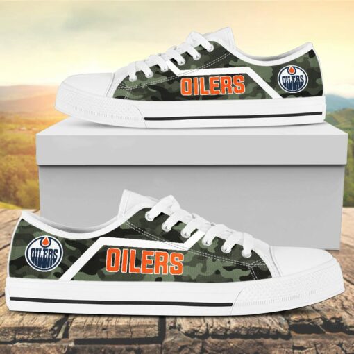 Camouflage Edmonton Oilers Canvas Low Top Shoes