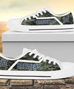 Camouflage Milwaukee Brewers Canvas Low Top Shoes