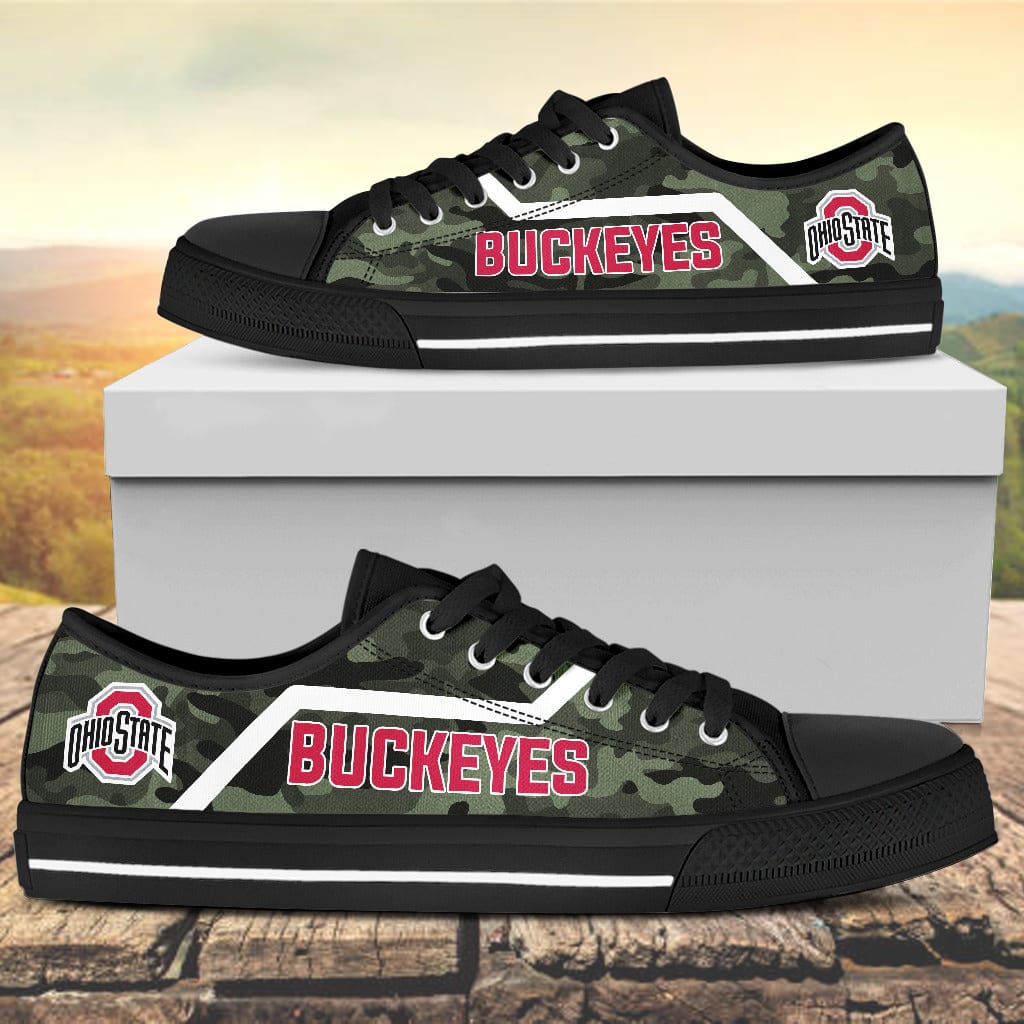Camouflage Ohio State Buckeyes Canvas Low Top Shoes