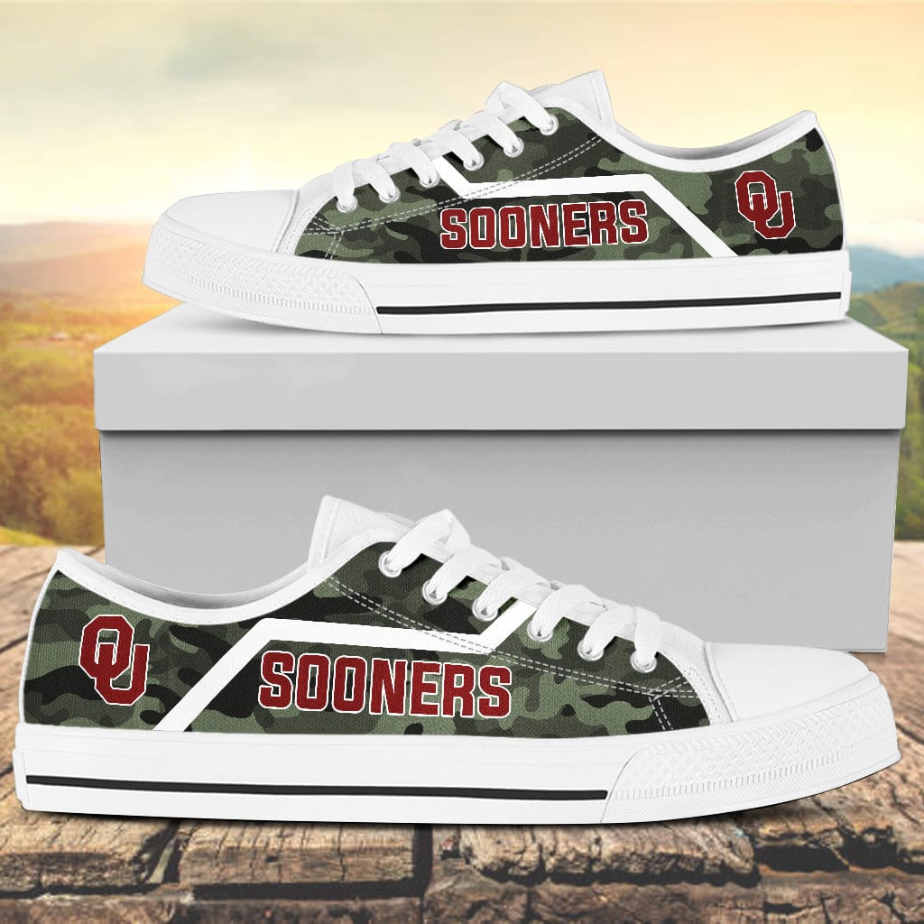 Camouflage Oklahoma Sooners Canvas Low Top Shoes