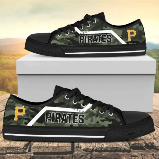 Camouflage Pittsburgh Pirates Canvas Low Top Shoes