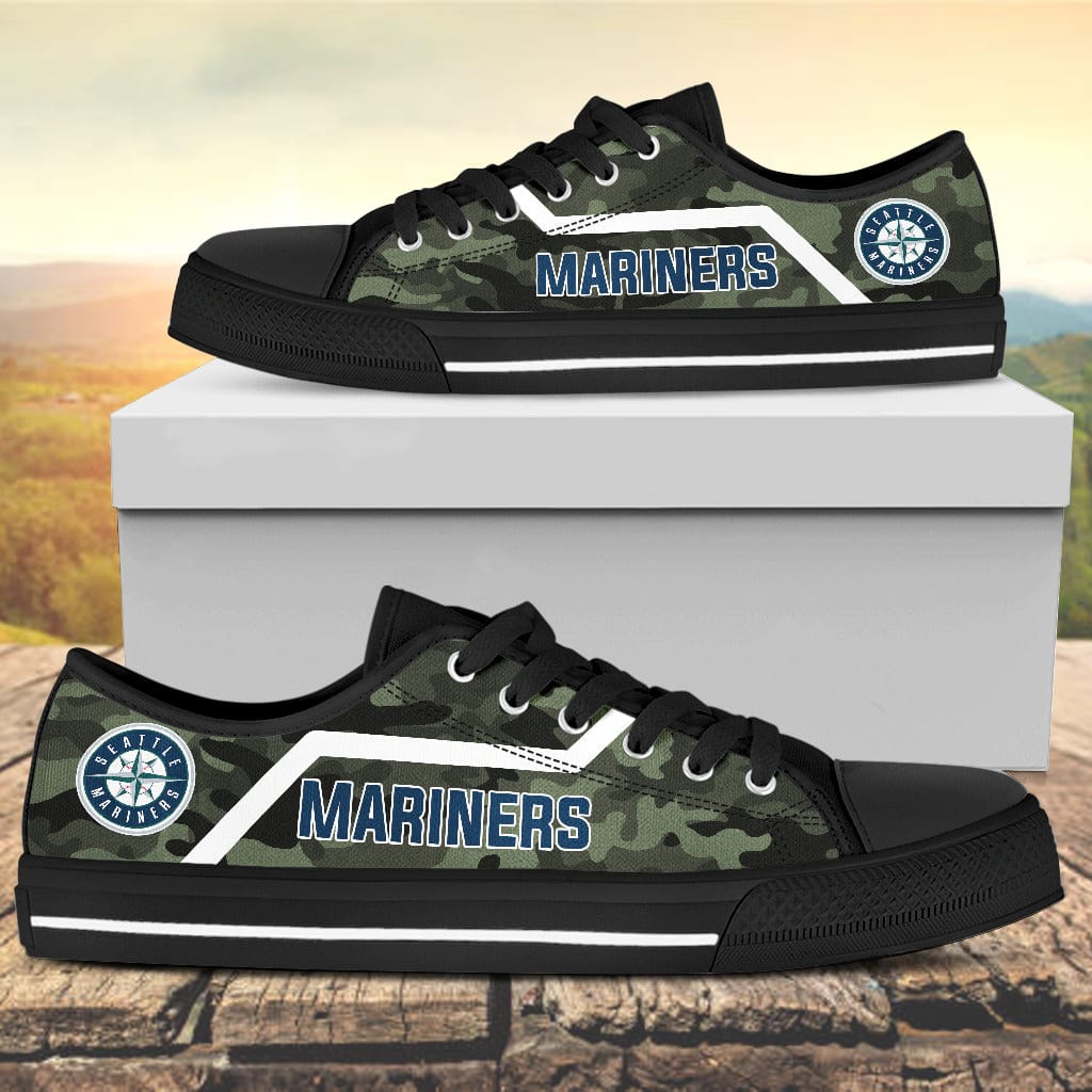 Camouflage Seattle Mariners Canvas Low Top Shoes